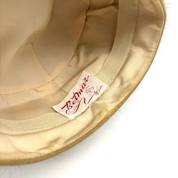 Vintage 60s Betmar Brown Genuine Fur Suede Bow Pillbox Hat USA Union Made main image 12